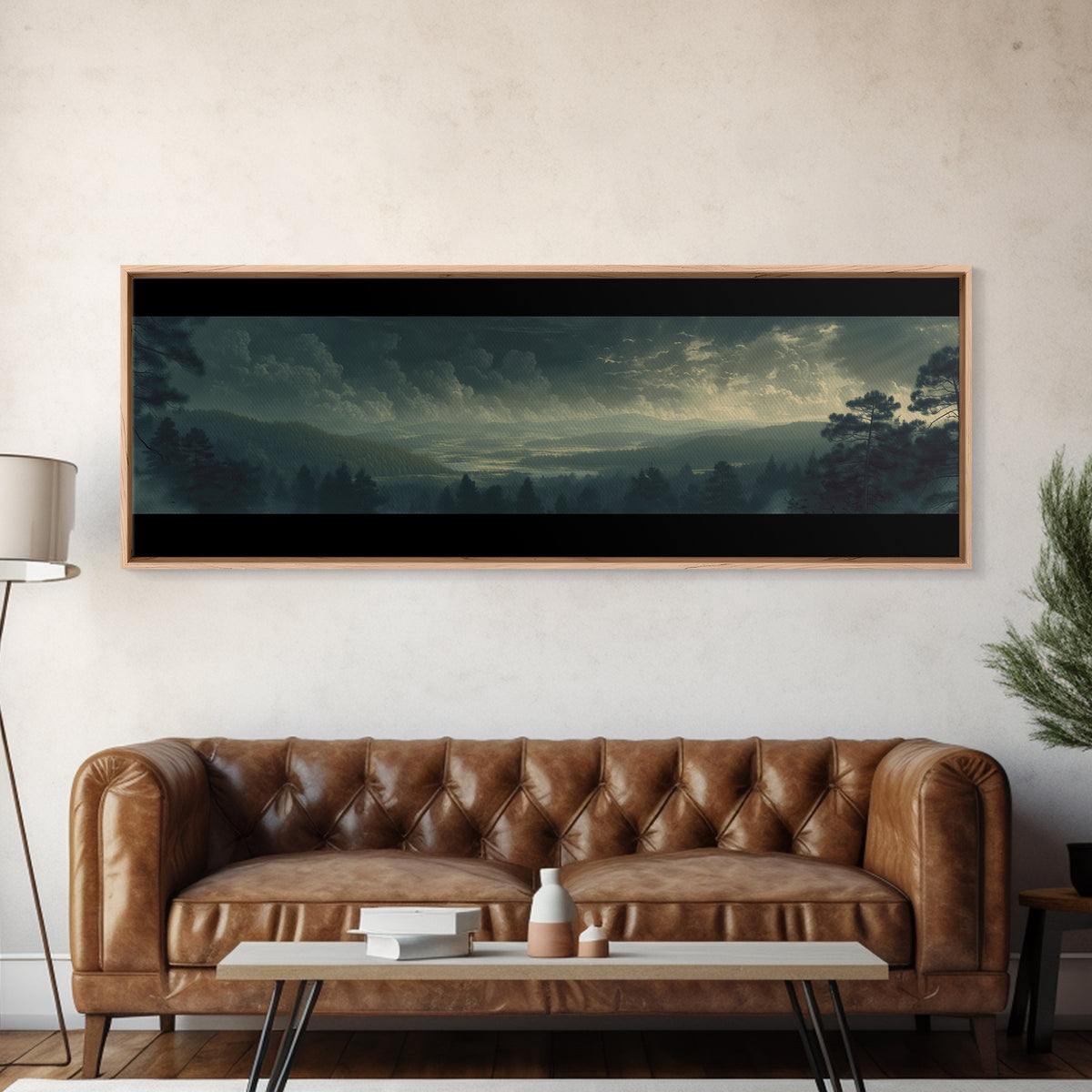 Moody Forest Clearing Framed Canvas Print, General Fine Art, Poster, Living Room Decor, Fine Art, Wall Art Prints, GEN-3x1-72