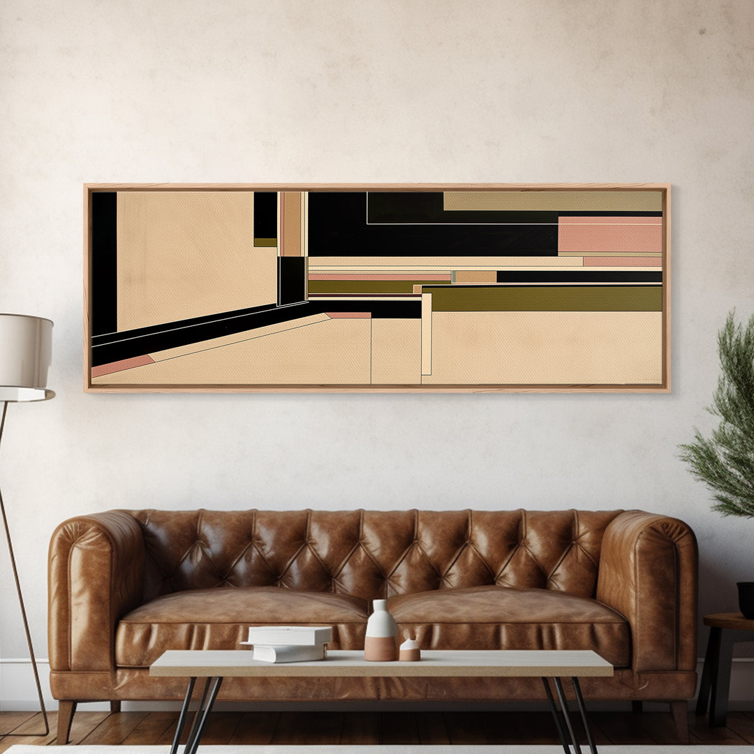 Modern Geometric Composition Framed Canvas Print, General Fine Art, Art Deco, Living Room Decor, Fine Art, Fine Art Print, GEN-3x1-74