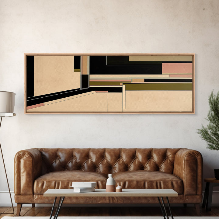 Modern Geometric Composition Framed Canvas Print, General Fine Art, Art Deco, Living Room Decor, Fine Art, Fine Art Print, GEN-3x1-74