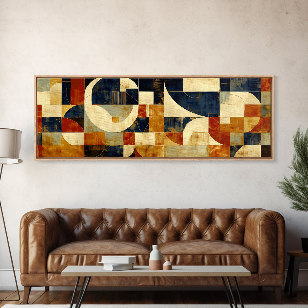 Earthy Plaster Texture Abstract Framed Canvas Print, General Fine Art, Canvas, Living Room Decor, Abstract Art, GEN-3x1-79