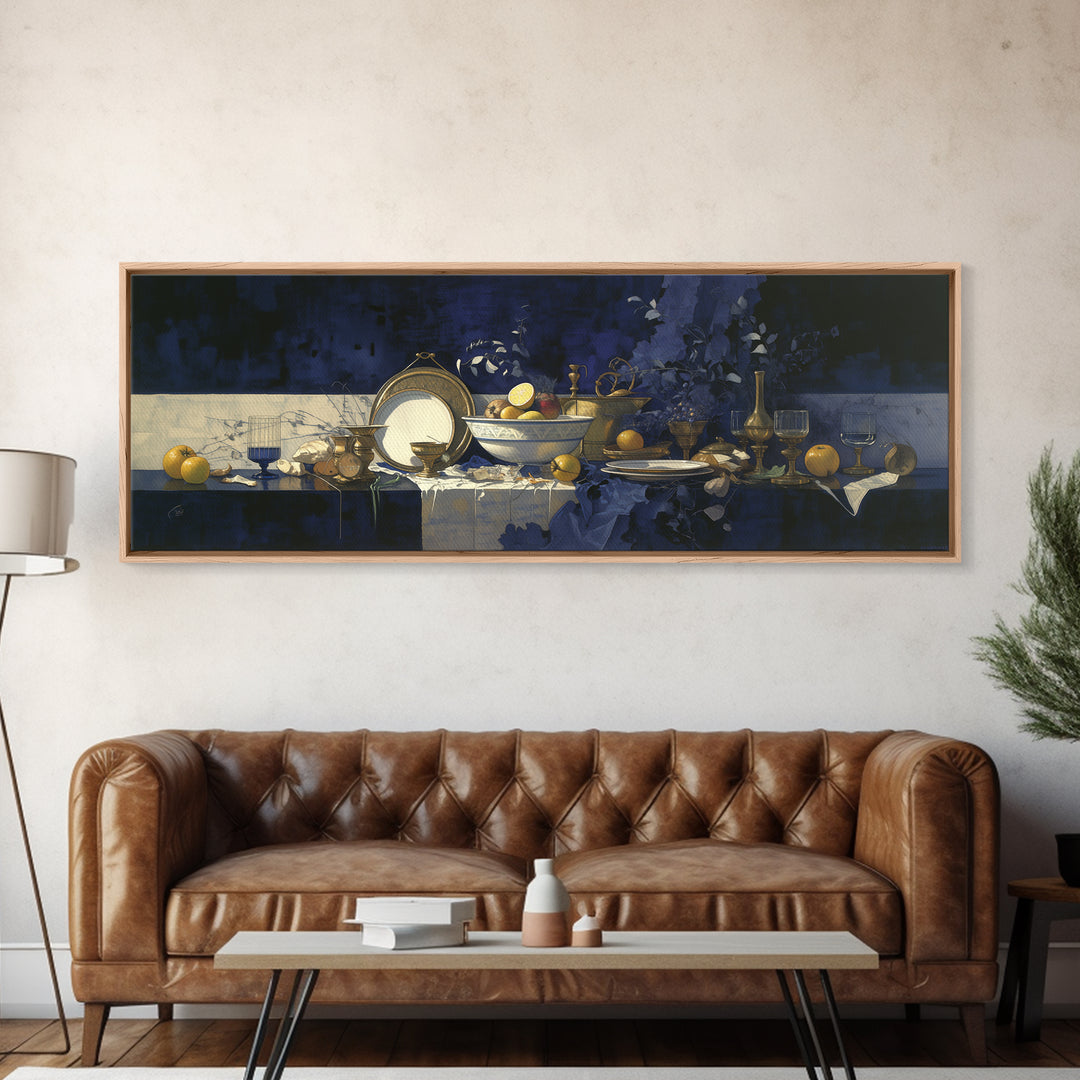 Simple Still Life of Fruit and Linen Canvas Print, General Fine Art, Art Nouveau, Living Room Decor, Abstract Art, GEN-3x1-8
