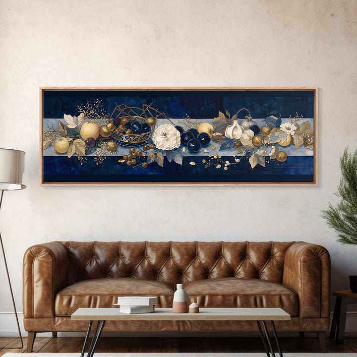Simple Still Life of Fruit and Linen Canvas Print, General Fine Art, Art, Living Room Decor, Abstract Art, Mid Century Modern, GEN-3x1-80