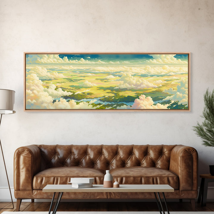 Romantic Cloudscape with Blush and Cream Tones Canvas Print, General Fine Art, Original Painting, Living Room Decor, GEN-3x1-82