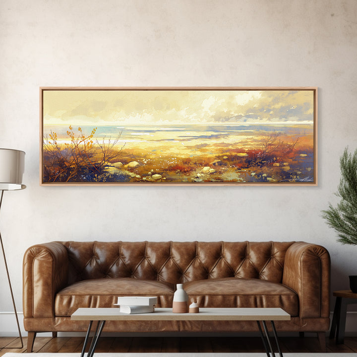 Quiet Abstract Landscape Framed Canvas Print, General Fine Art, Boho Decor, Living Room Decor, Fine Art, Wall Decor, GEN-3x1-89