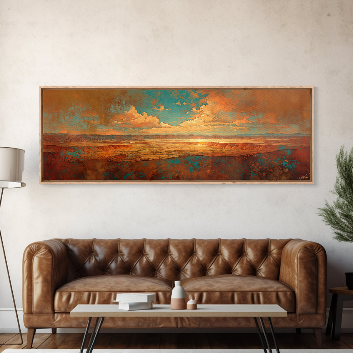 Serene Desert Horizon Framed Canvas Print, General Fine Art, Mid Century Modern, Living Room Decor, Fine Art, GEN-3x1-9