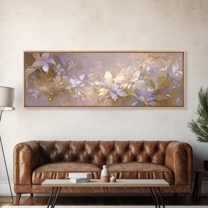 Large Neutral Floral Study Framed Canvas Print, General Fine Art, Framed Wall Art, Living Room Decor, Fine Art, GEN-3x1-90