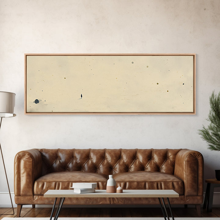 Minimal Black Line Figure on Textured Paper Canvas Print, General Fine Art, Painting, Living Room Decor, Fine Art, GEN-3x1-91