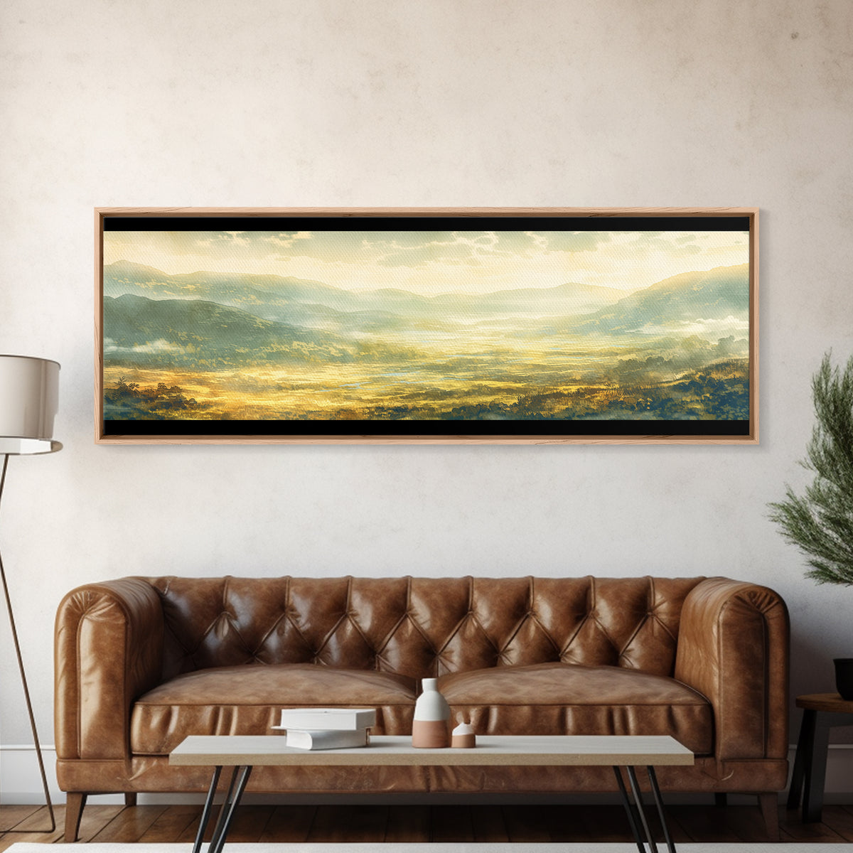 Misty Mountain Valley Canvas Print, General Fine Art, Decor, Living Room Decor, Fine Art, Digital Wall Art, Large Wall Art, GEN-3x1-92