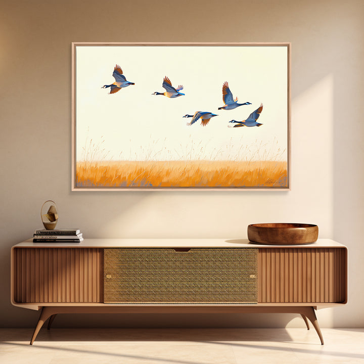 Minimal Birds in Flight over an Open Framed Canvas Print, General Fine Art, Art Prints, Living Room Decor, Fine Art, GEN-3x2-2
