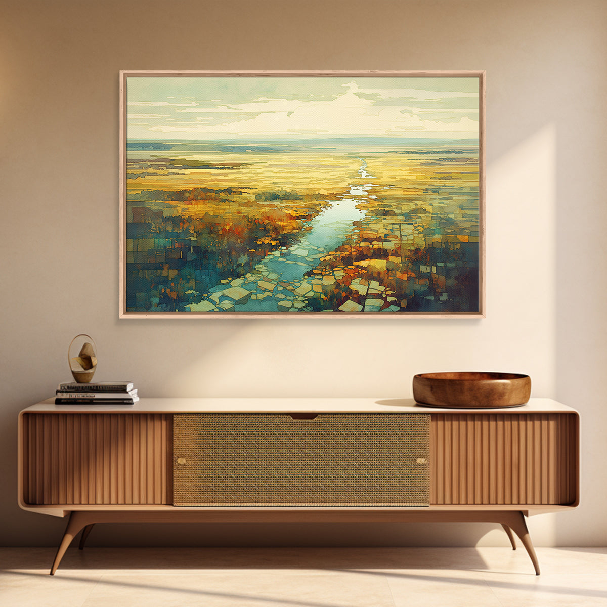 Quiet Abstract River Shape Canvas Print, General Fine Art, Canvas, Living Room Decor, Abstract Art, Canvas Art, GEN-3x2-4