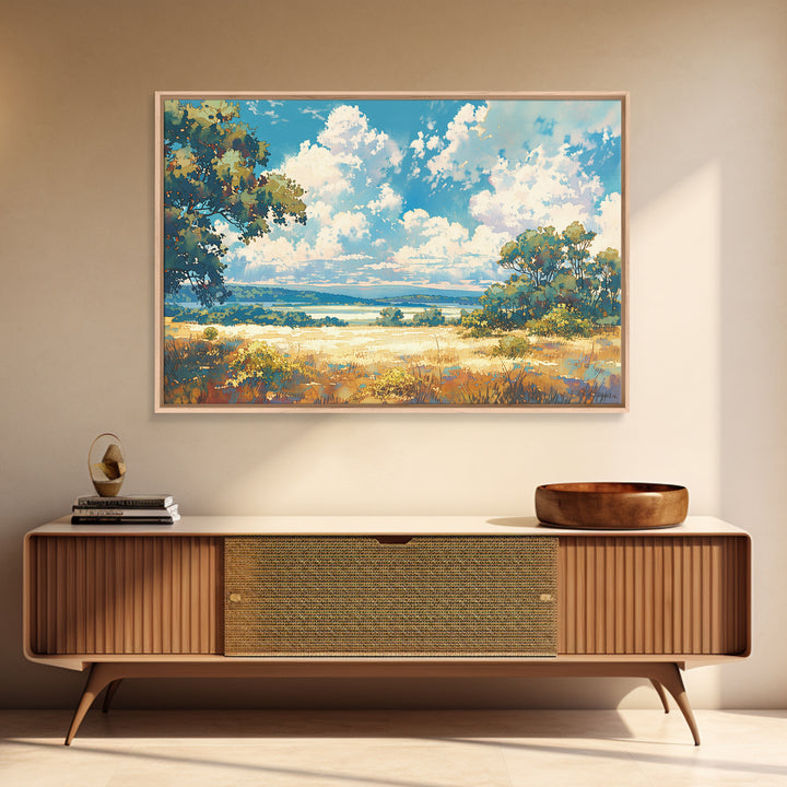 Sunlit Meadow with Loose Impressionist Brushwork Canvas Print, General Fine Art, Digital Wall Art, Living Room Decor, Fine Art, GEN-3x2-42