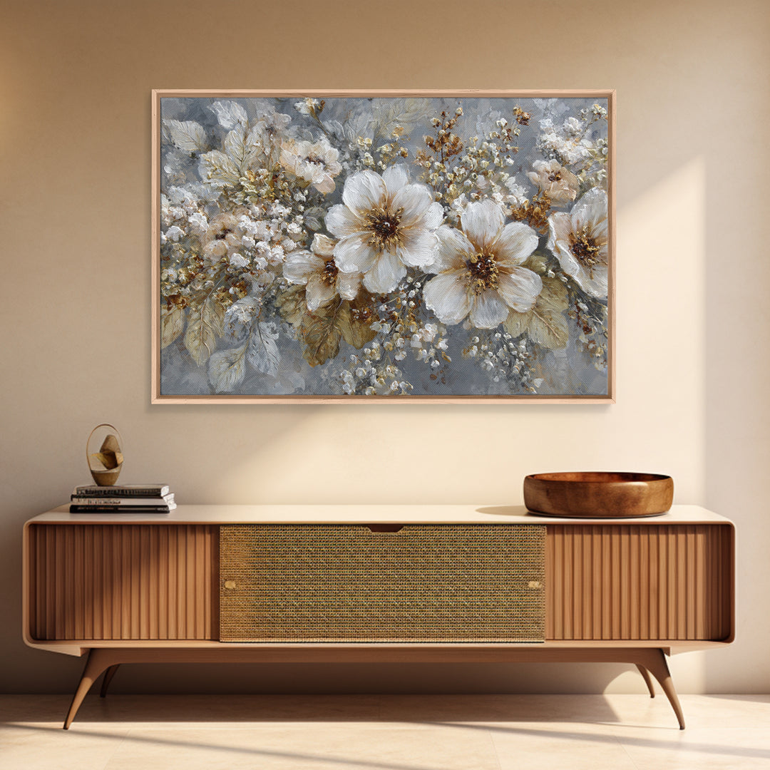 Botanical Silhouette Series Canvas Print, General Fine Art, Neutral Decor, Living Room Decor, Oil Painting, Home Decor, GEN-3x2-49