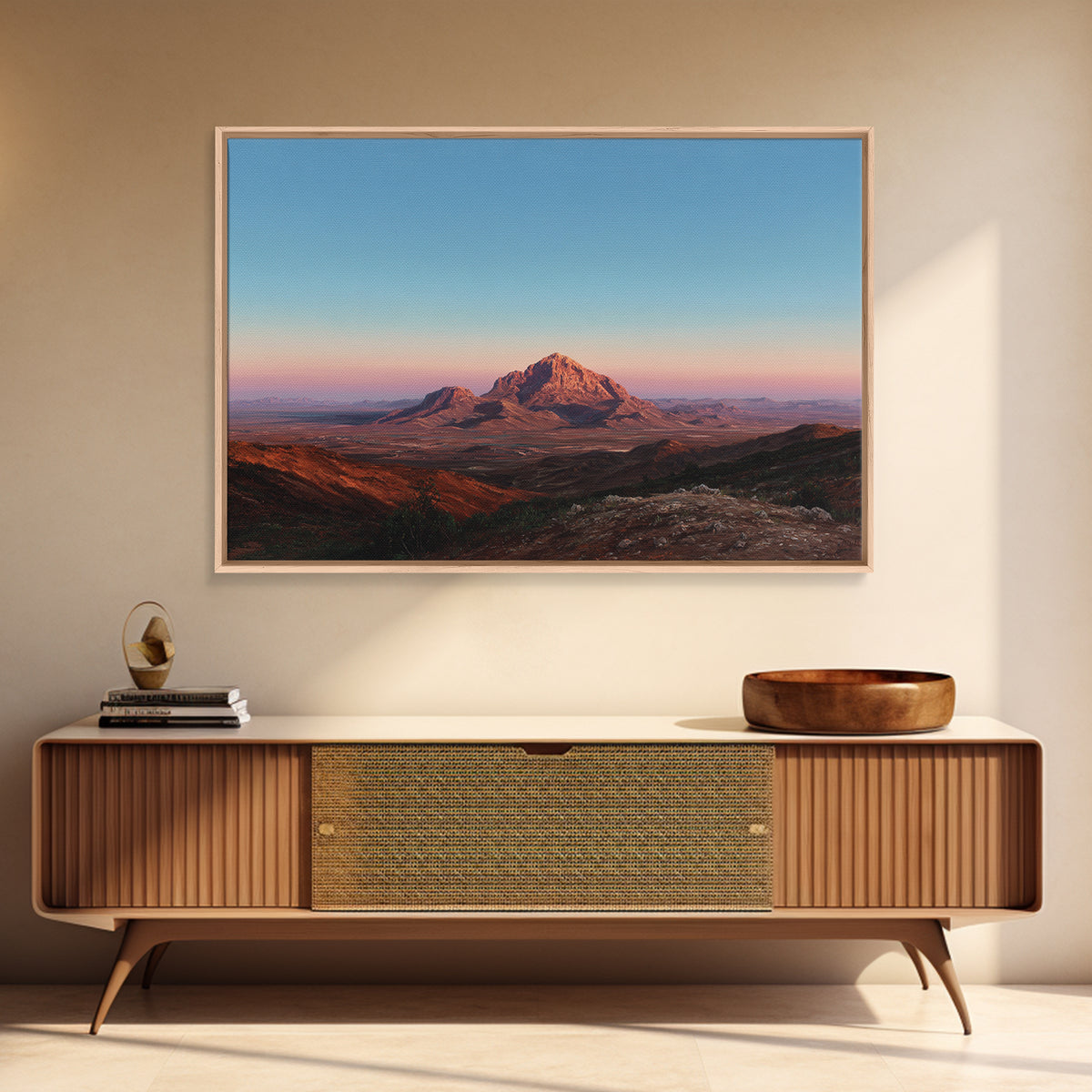 Serene Desert Horizon Framed Canvas Print, General Fine Art, Gallery Decor, Living Room Decor, Fine Art, Wall Art, GEN-3x2-69