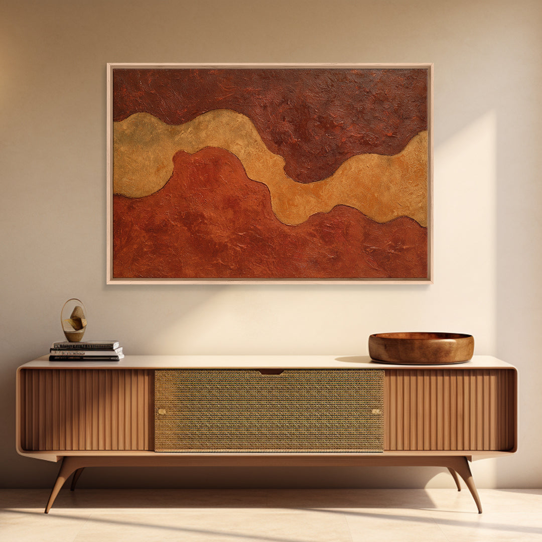 Warm Terracotta Abstract Framed Canvas Print, General Fine Art, Bedroom Decor, Living Room Decor, Abstract Art, GEN-3x2-82