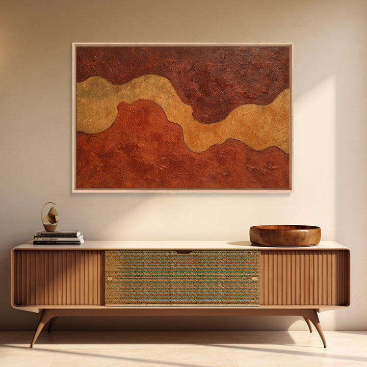 Warm Terracotta Abstract Framed Canvas Print, General Fine Art, Bedroom Decor, Living Room Decor, Abstract Art, GEN-3x2-82