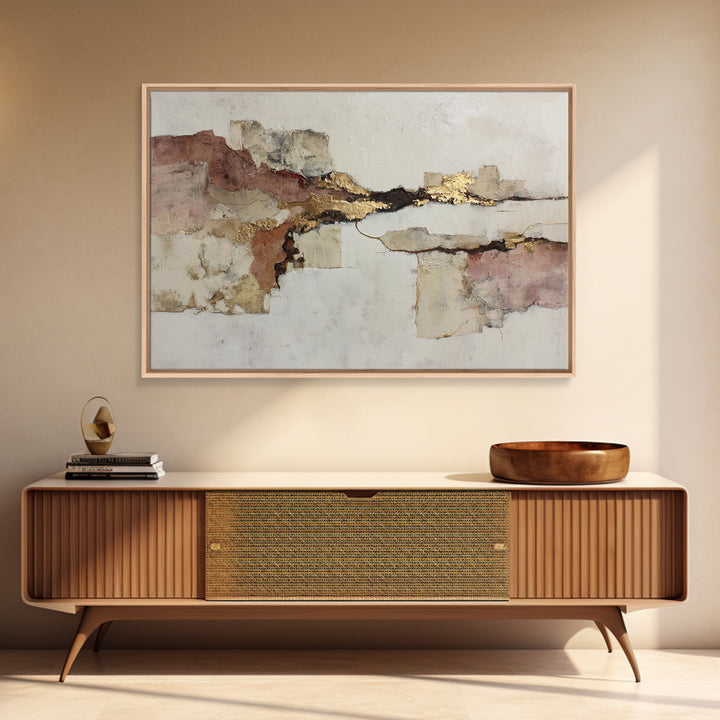 Earthy Plaster Texture Abstract Framed Canvas Print, General Fine Art, Canvas, Living Room Decor, Abstract Art, GEN-3x2-91