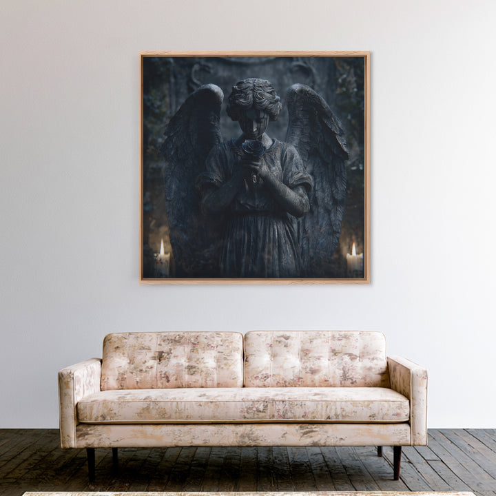 Weeping Angel Statue Framed Canvas Print, Gothic Art, Gothic Decor, Living Room Decor, Fine Art, Gothic, Canvas Painting, GOT-1x1-56