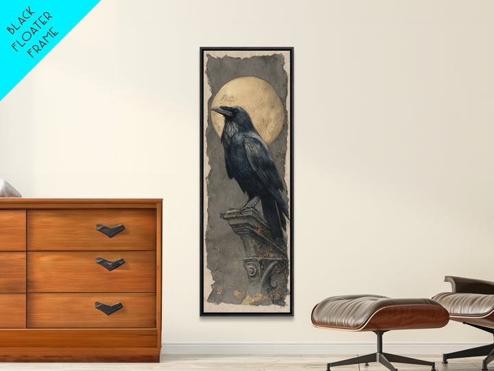 Raven Feathers Arranged Like a Halo Canvas Print, Gothic Art, Moody Wall Art, Living Room Decor, Fine Art, Gothic, Wall Decor, GOT-1x3-10