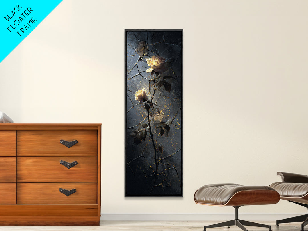 Cracked Mirror Reflecting Moon and Roses Canvas Print, Gothic Art, Canvas Tote Bag, Living Room Decor, Fine Art, Gothic, GOT-1x3-11