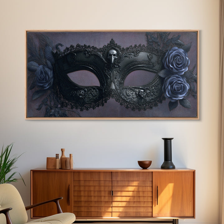 Phantom Ballroom Mask Canvas Print, Gothic Art, Textured Painting, Living Room Decor, Abstract Art, Gothic, Original Painting, GOT-2x1-44