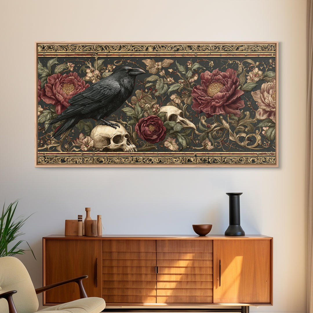Medieval Illuminated Border Framed Canvas Print, Gothic Art, Whimsigoth Decor, Living Room Decor, Gothic, Witchy Home Decor, GOT-2x1-84