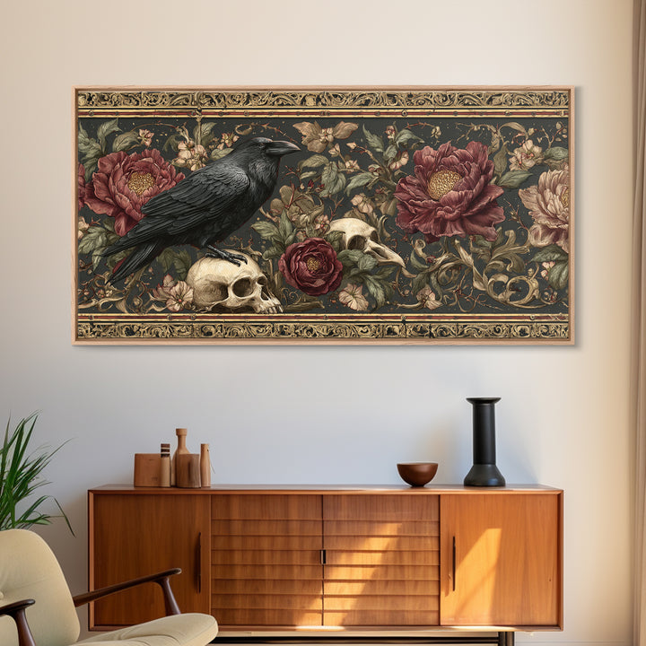 Medieval Illuminated Border Framed Canvas Print, Gothic Art, Whimsigoth Decor, Living Room Decor, Gothic, Witchy Home Decor, GOT-2x1-84