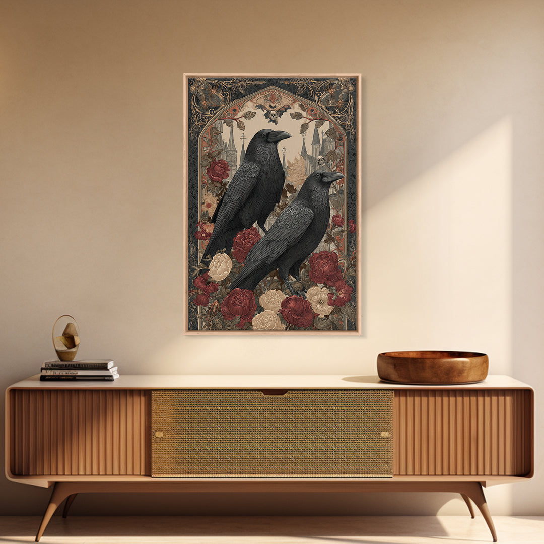 Medieval Illuminated Border Framed Canvas Print, Gothic Art, Dark Academia Art, Living Room Decor, Fine Art, Gothic, Boho Decor, GOT-2x3-24