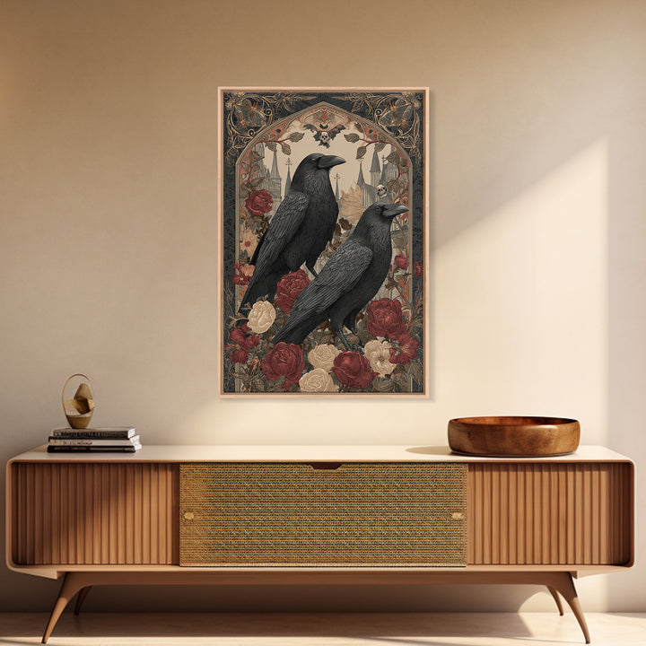 Medieval Illuminated Border Framed Canvas Print, Gothic Art, Dark Academia Art, Living Room Decor, Fine Art, Gothic, Boho Decor, GOT-2x3-24