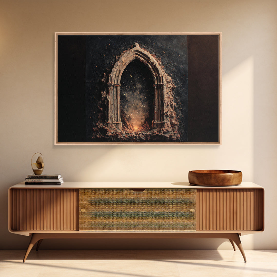 Gothic Archway Filled Framed Canvas Print, Gothic Art, Original Painting, Living Room Decor, Fine Art, Gothic, Canvas Painting, GOT-3x2-15
