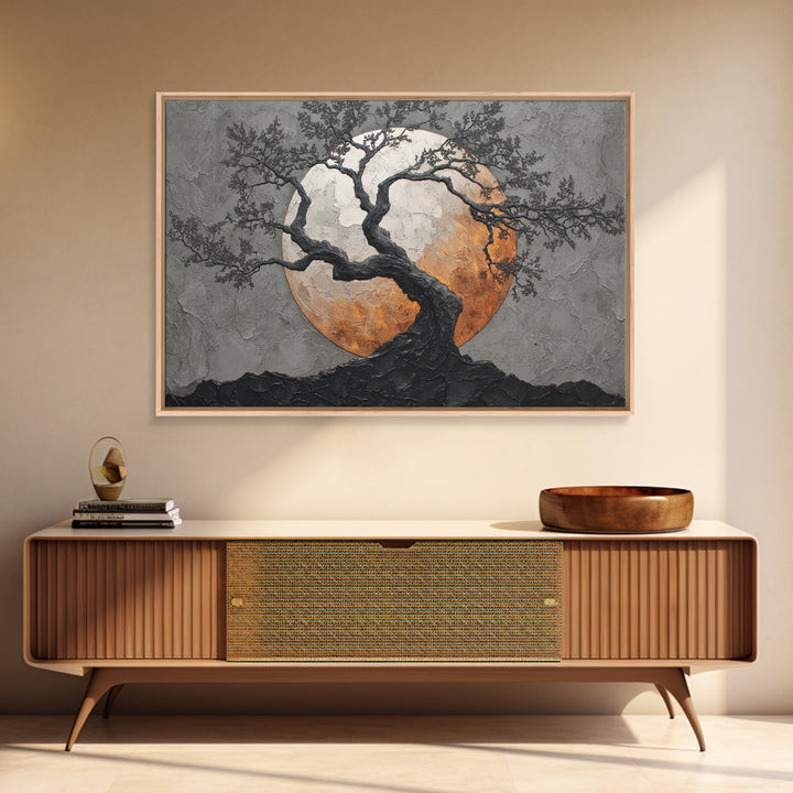 Silver Moon over Twisted Black Trees Canvas Print, Gothic Art, Living Room Decor, Oil Painting, Gothic, Modern Decor, GOT-3x2-37