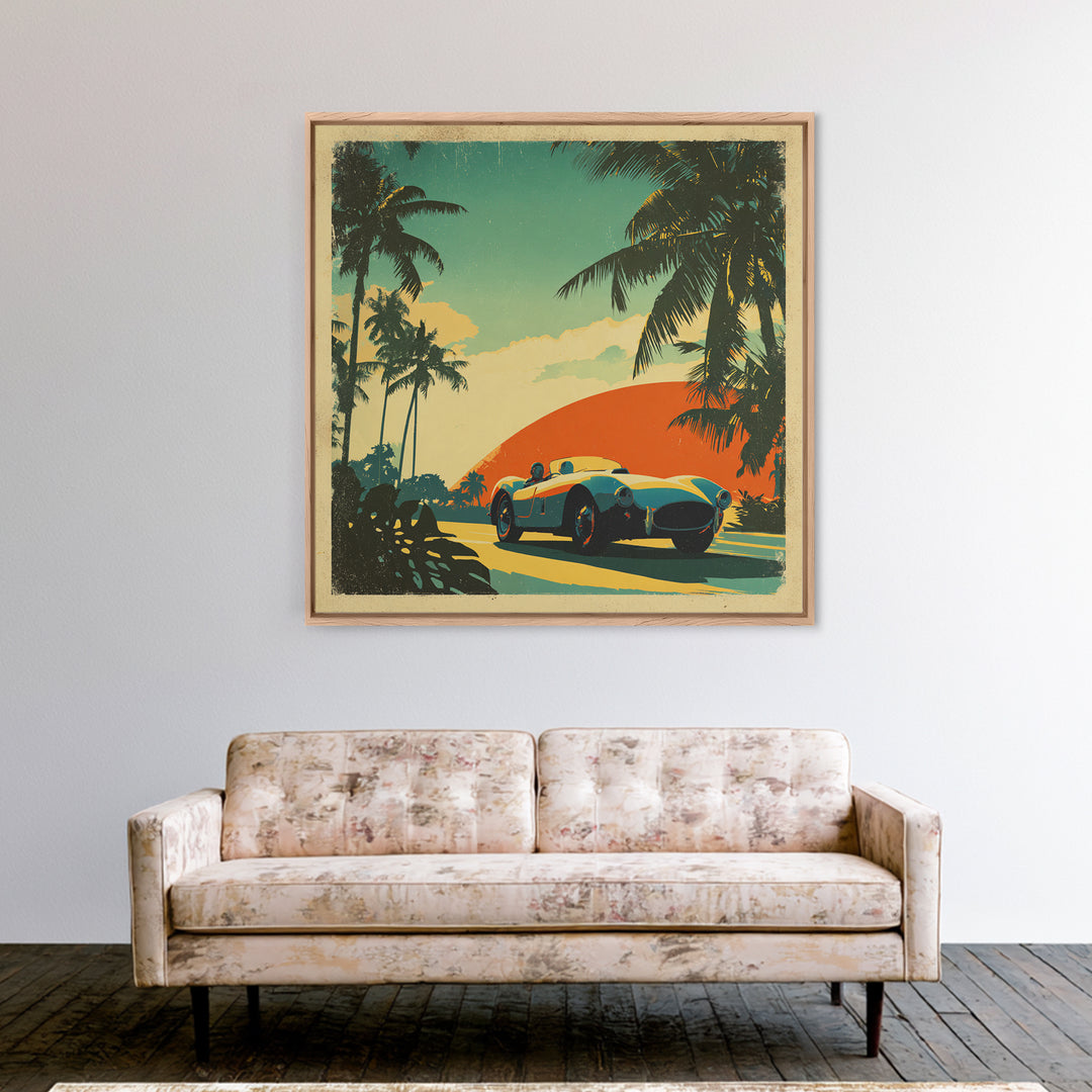 Retro Racing Car Game Poster Without Text Framed Canvas Print, Game Room Art, Printable Wall Art, Game Room Decor, Play, GRA-1x1-12