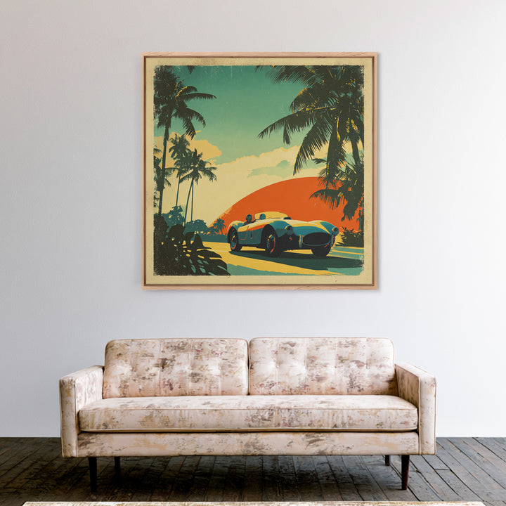Retro Racing Car Game Poster Without Text Framed Canvas Print, Game Room Art, Printable Wall Art, Game Room Decor, Play, GRA-1x1-12