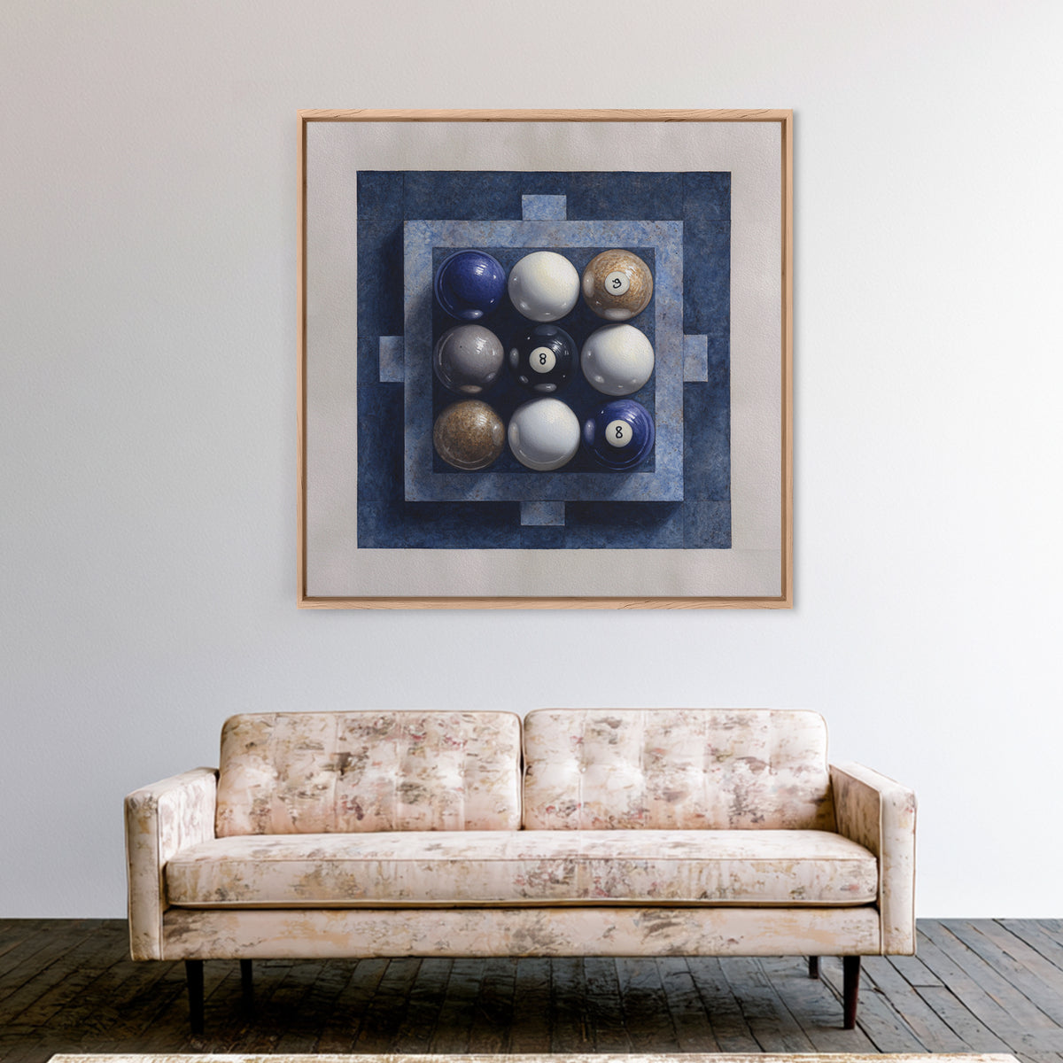Billiards Eight Ball Framed Canvas Print, Game Room Art, Masculine Wall Art, Game Room Decor, Fine Art, Play, Gallery Decor, GRA-1x1-2