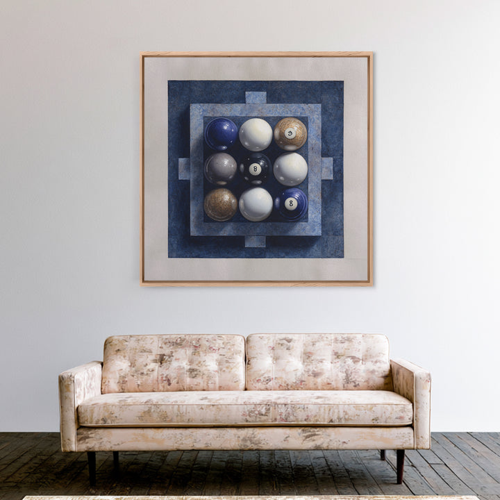 Billiards Eight Ball Framed Canvas Print, Game Room Art, Masculine Wall Art, Game Room Decor, Fine Art, Play, Gallery Decor, GRA-1x1-2