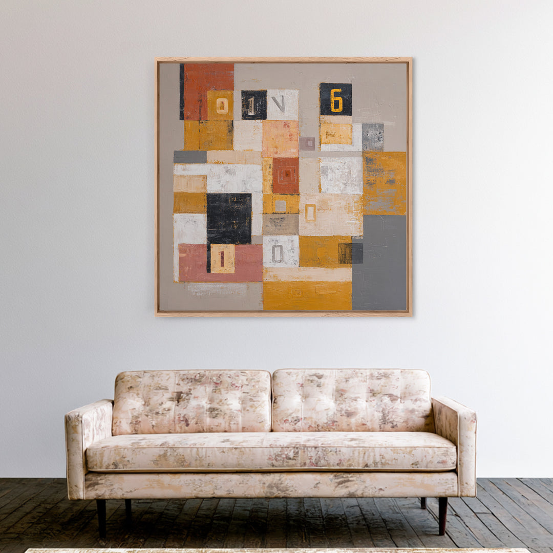 Scoreboard Numbers as Abstract Design Framed Canvas Print, Game Room Art, Unique Home Decor, Game Room Decor, Fine Art, Play, GRA-1x1-24