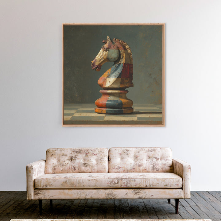 Chess Knight Piece Framed Canvas Print, Game Room Art, Fine Art Print, Game Room Decor, Fine Art, Play, Wall Decor, GRA-1x1-29