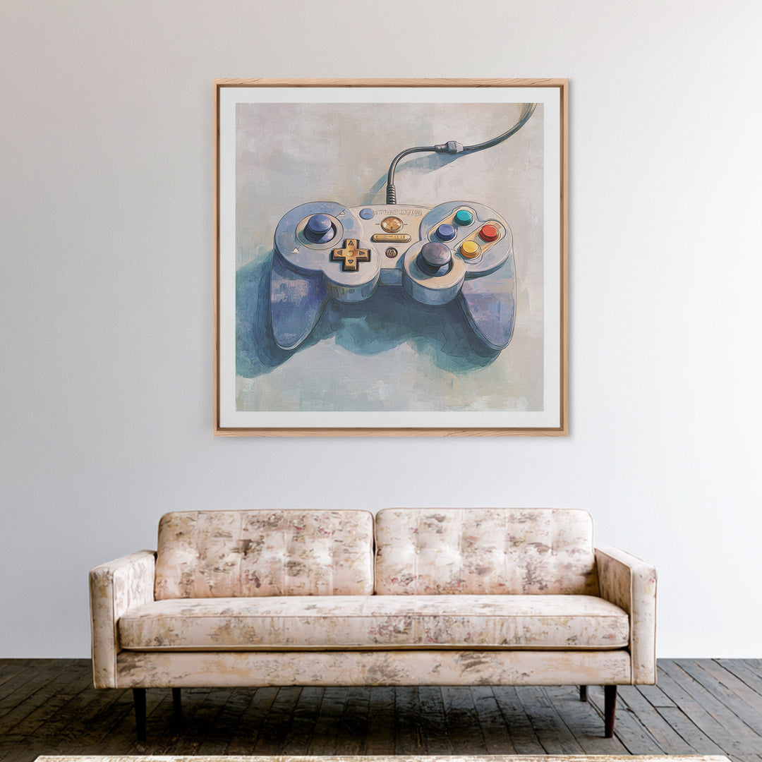 Old School Game Controller Canvas Print, Game Room Art, Girly Wall Art, Game Room Decor, Oil Painting, Play, Luxury Decor, GRA-1x1-30
