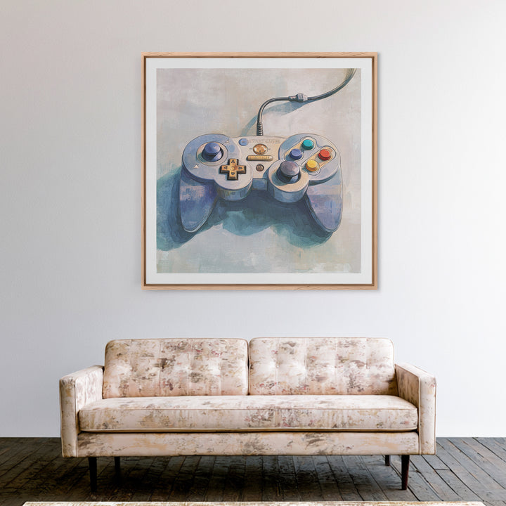 Old School Game Controller Canvas Print, Game Room Art, Girly Wall Art, Game Room Decor, Oil Painting, Play, Luxury Decor, GRA-1x1-30