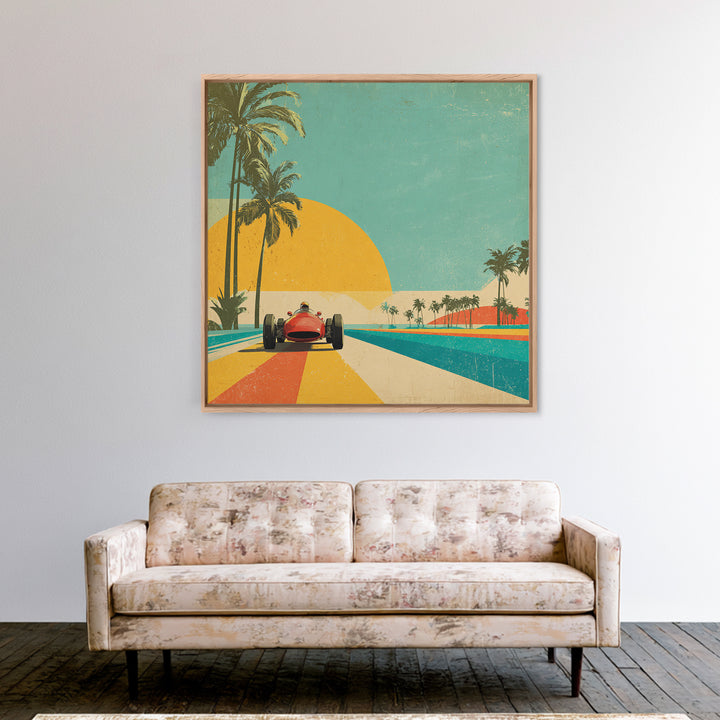 Retro Racing Car Game Poster Without Text Canvas Print, Game Room Art, New Home Gift, Game Room Decor, Fine Art, Play, GRA-1x1-36