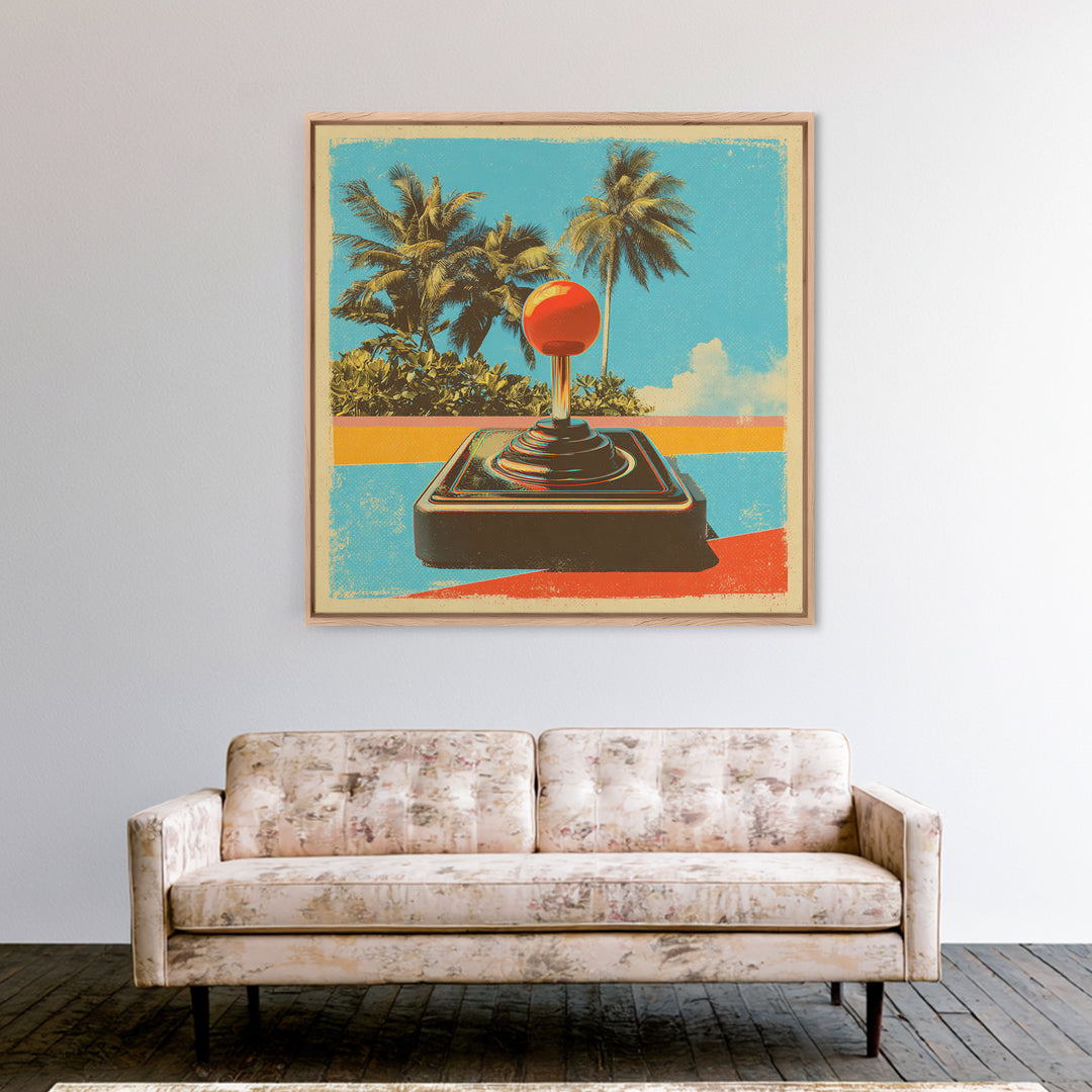 Retro Arcade Joystick Canvas Print, Game Room Art, Modern Decor, Game Room Decor, Fine Art, Play, Home Decor, Wall Decor, GRA-1x1-49