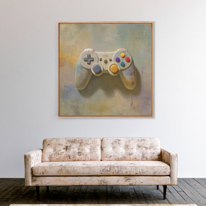Old School Game Controller Framed Canvas Print, Game Room Art, Gallery Decor, Game Room Decor, Fine Art, Play, Contemporary Art, GRA-1x1-78