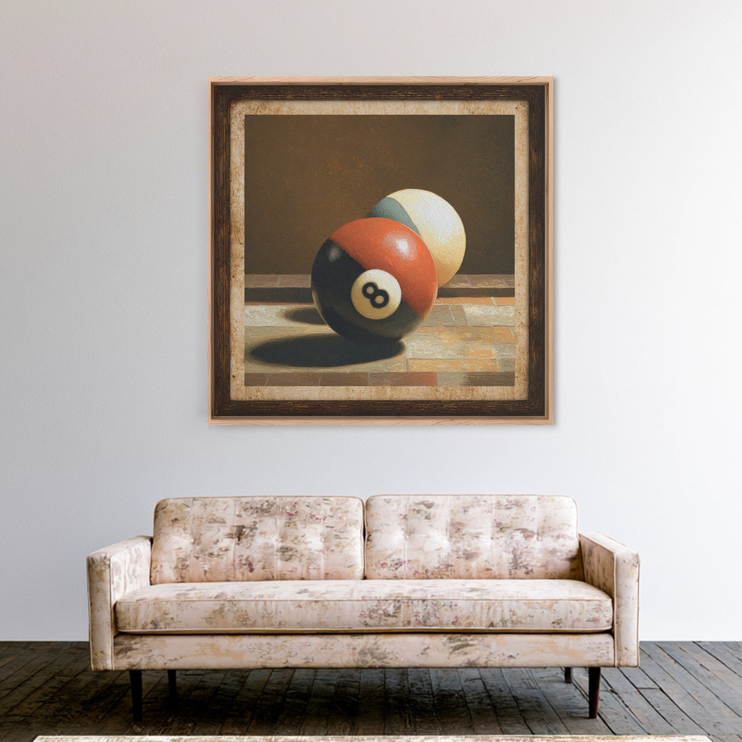 Billiards Eight Ball Canvas Print, Game Room Art, Boho Decor, Game Room Decor, Fine Art, Play, Classroom Decor, Original Art, GRA-1x1-98