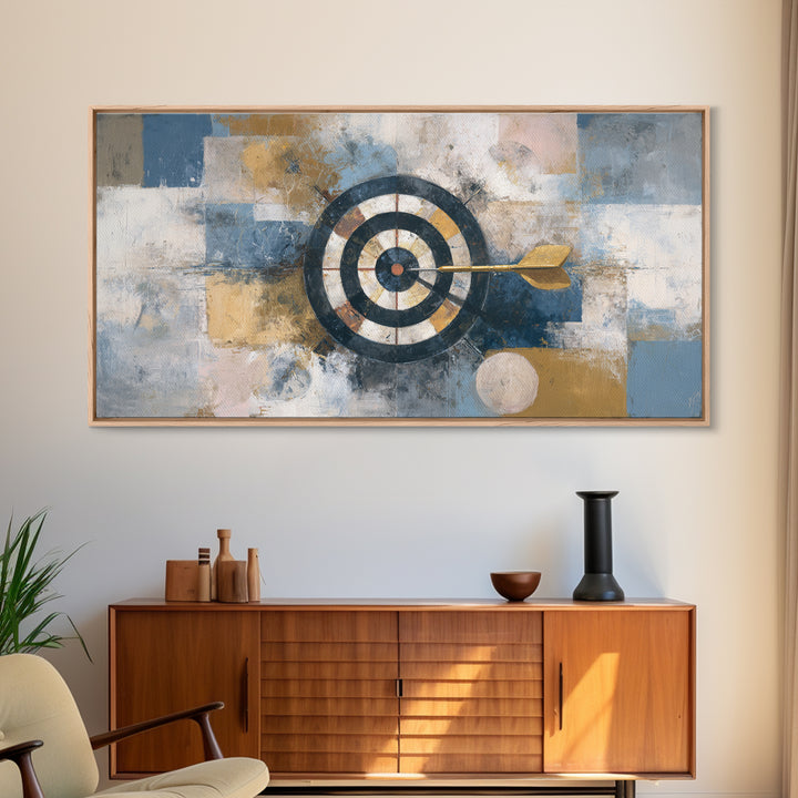 Dartboard Bullseye with Dynamic Motion Framed Canvas Print, Game Room Art, Pop Art, Game Room Decor, Play, Fine Art Print, GRA-2x1-100