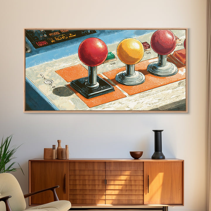 Retro Arcade Joystick Canvas Print, Game Room Art, Wall Art, Game Room Decor, Oil Painting, Play, Bedroom Wall Art, GRA-2x1-21