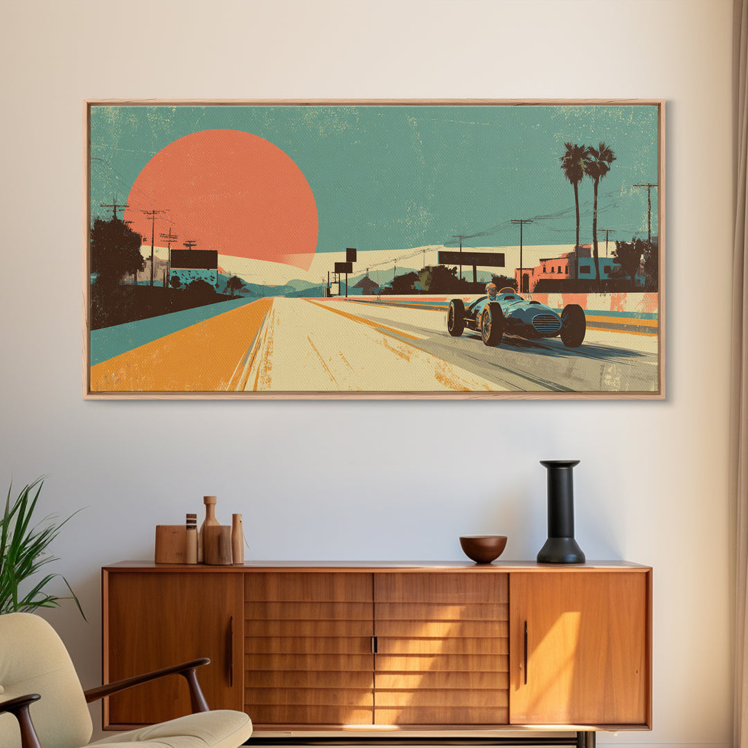 Retro Racing Car Game Poster Without Text Canvas Print, Game Room Art, Contemporary Art, Game Room Decor, Fine Art, Play, GRA-2x1-32