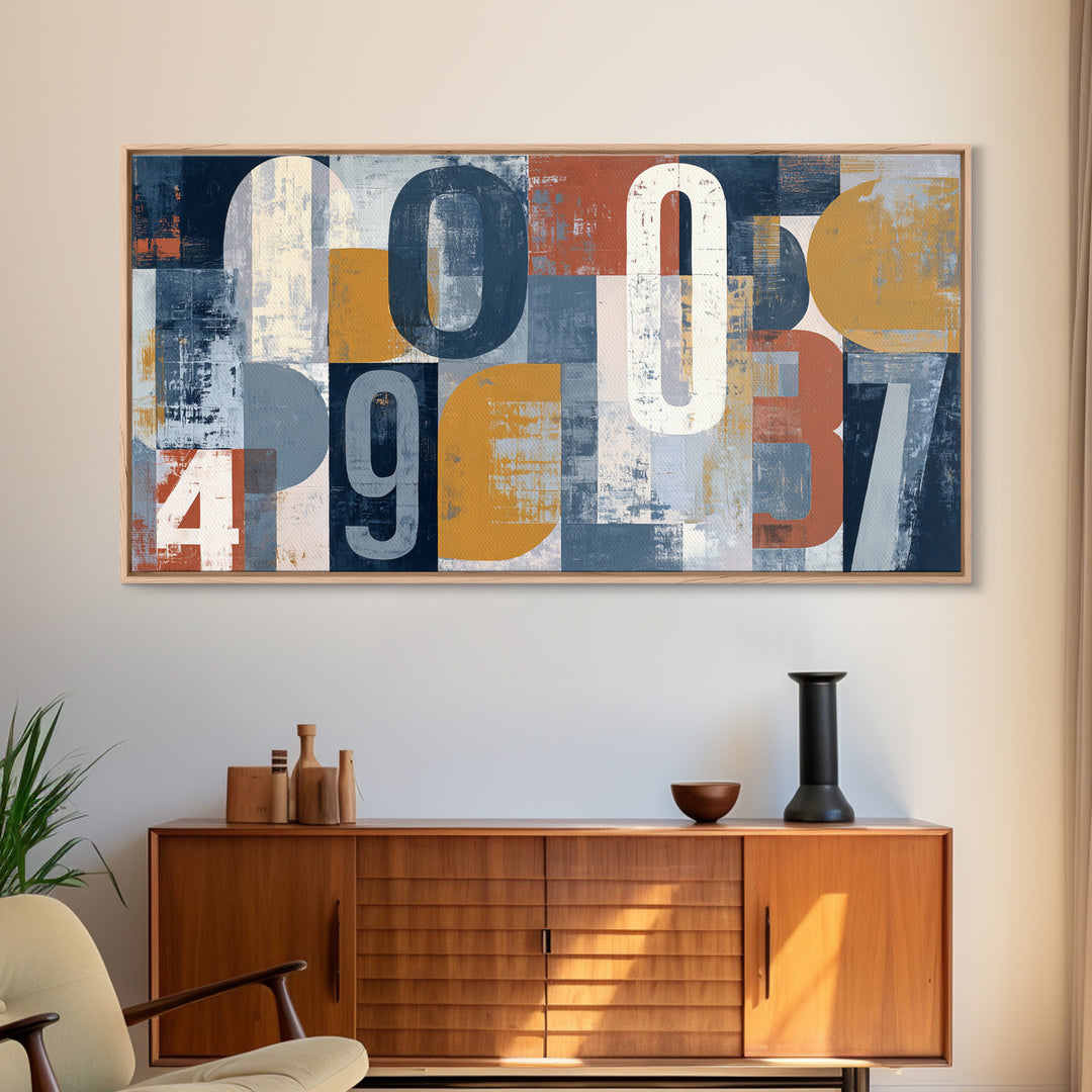 Scoreboard Numbers as Abstract Design Canvas Print, Game Room Art, Textured Painting, Game Room Decor, Fine Art, Play, GRA-2x1-44