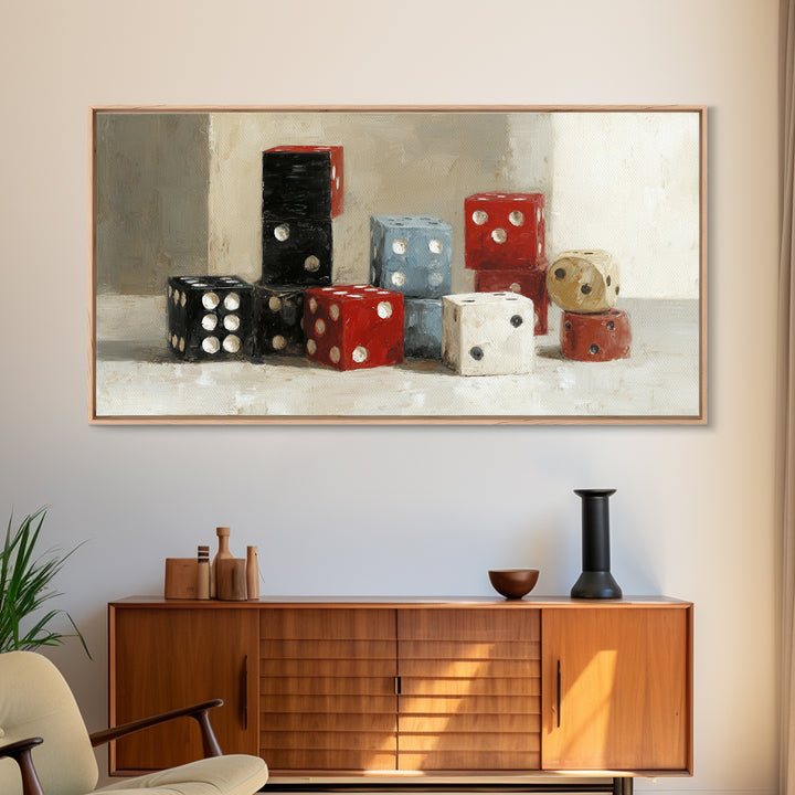 Playing Cards and Dice Canvas Print, Game Room Art, Canvas Print, Game Room Decor, Oil Painting, Play, Man Cave Decor, GRA-2x1-47