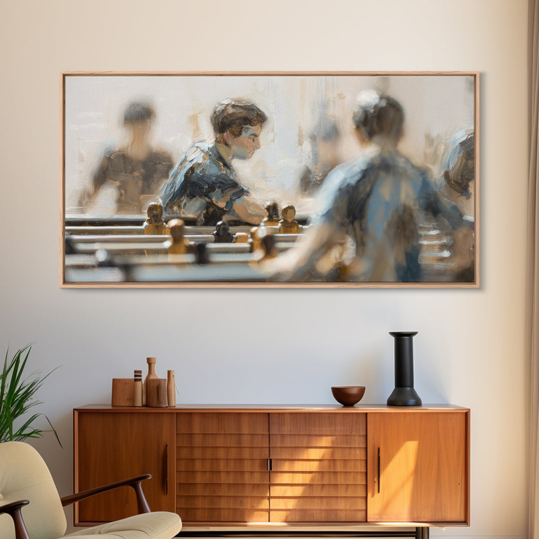 Foosball Player Figures Canvas Print, Game Room Art, Black Art, Game Room Decor, Oil Painting, Play, Playroom Art, Pop Art, GRA-2x1-53