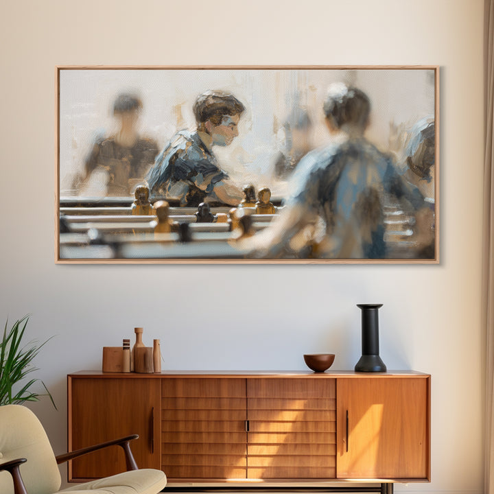 Foosball Player Figures Canvas Print, Game Room Art, Black Art, Game Room Decor, Oil Painting, Play, Playroom Art, Pop Art, GRA-2x1-53