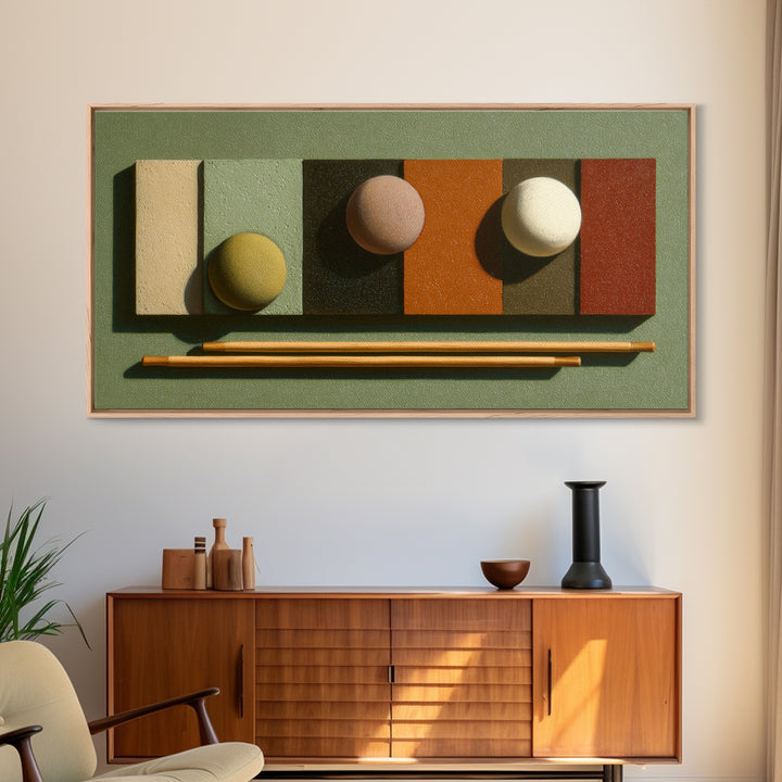 Pool Cue and Chalk on Green Felt Canvas Print, Game Room Art, Contemporary Art, Game Room Decor, Play, Bedroom Wall Art, GRA-2x1-54